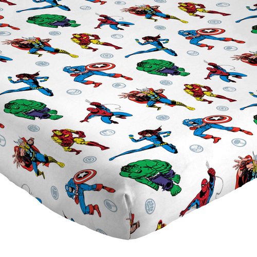 Jay Franco Kids Sheet Set with Fitted, Flat Sheets & Pillow Cover - Ultra-Soft Bedding with Pillowcase for Room Decor, White - Avengers, 3 Piece Twin