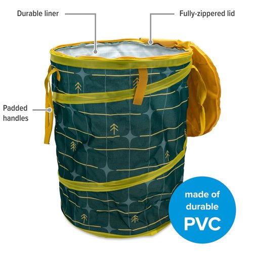 Camco Pop-Up Utility Container - Use as Collapsible Trash Can When Camping - Holds 30-Gallon Kitchen-Size Trash Bags - 2-Ft Tall & Collapses for RV Storage and Organization (53490)