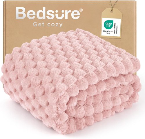 Bedsure Pink Throw Blanket - Fluffy 350GSM Plush Fleece for Cozy Home Decor | 50x60 Inches