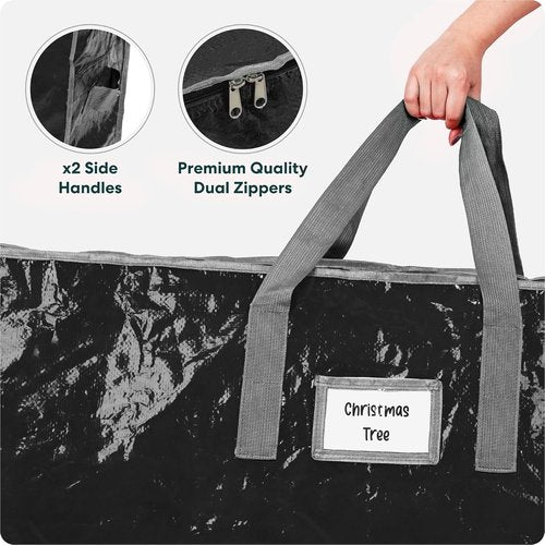 Christmas Tree Storage Bag - Durable Waterproof Zippered Bag for 9-Foot Artificial Tree | Protects Against Dust & Moisture (Black)