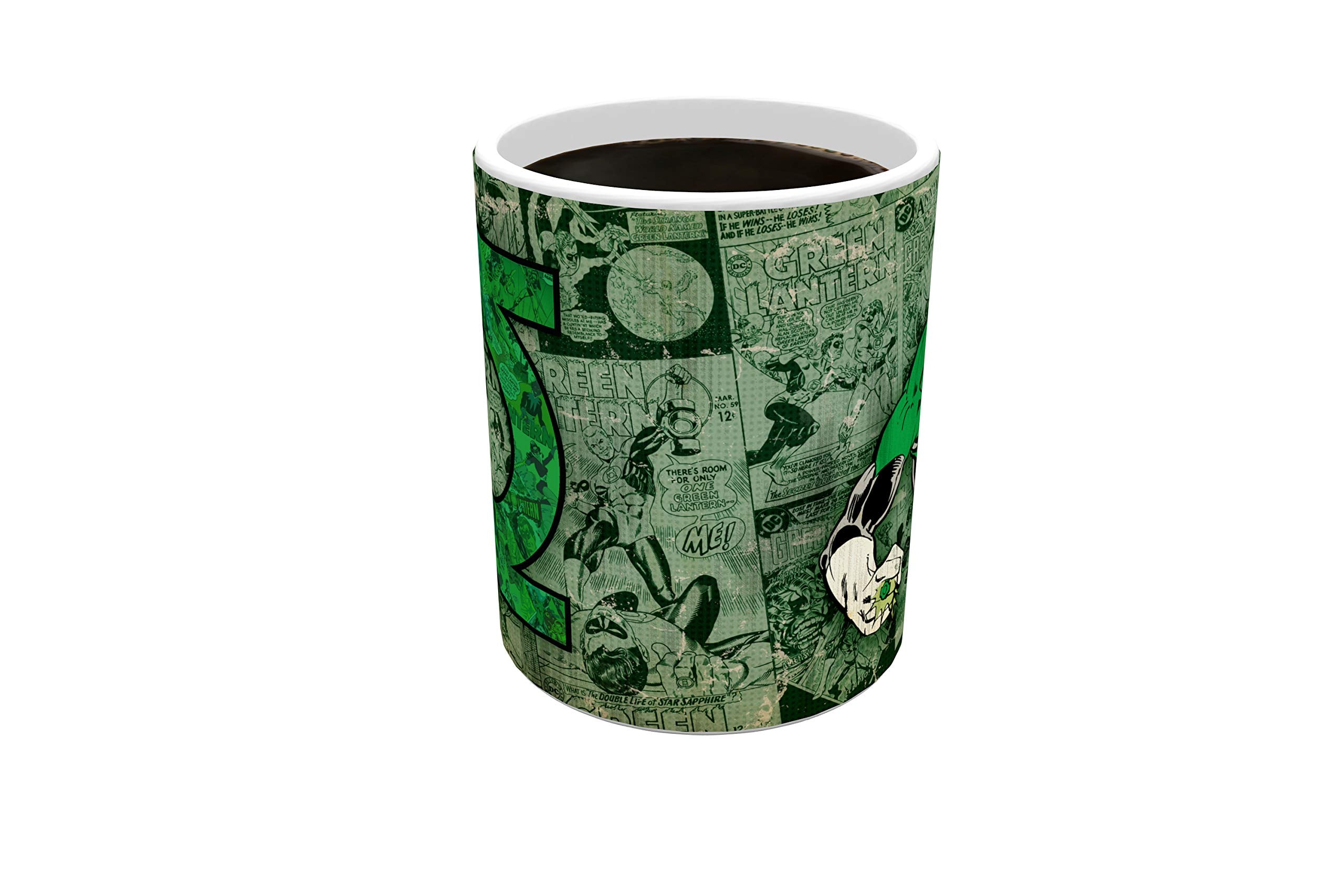 Morphing Mugs DC Comics - Green Lantern - Retro Logo - One 11 oz Color Changing Heat Sensitive Ceramic Mug – Image Revealed When HOT Liquid Is Added! MMUG626