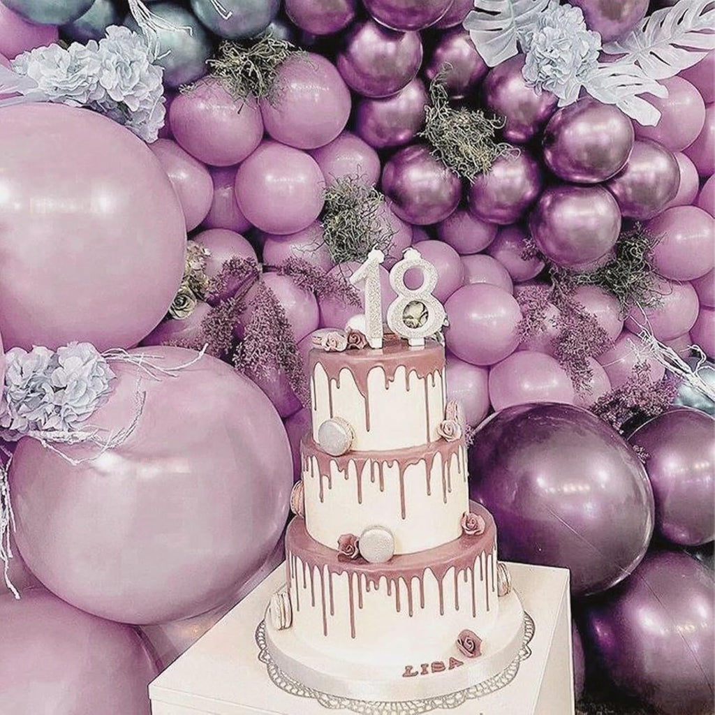 PartyWoo Dusty Purple Balloons - 140-Piece Pack in 5, 10, 12 Inch Sizes | Boho Baby Shower & Birthday Decor