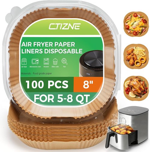Air Fryer Liners | 100 PCS Non-Stick Waterproof Parchment Paper - 8" Square for 5-8 QT Air Fryers