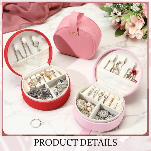 Weysat 12 Pack Travel Jewelry Case Bulk Valentines Day Gifts Bridesmaid Jewelry Gift Box Small Earring Storage Organizer (Red, Dark Pink, Pink)