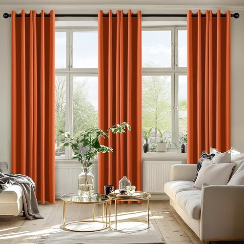 MIULEE Blackout Curtains - Thermal Insulated Room Darkening Drapes | 84-Inch, Orange, 2 Panels