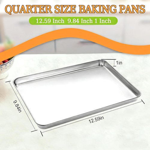 CEKEE Stainless Steel Baking Sheets - Heavy Duty 2PCS Cookie Tray Set | Easy Clean, 12.59 x 9.84 x 1 Inch