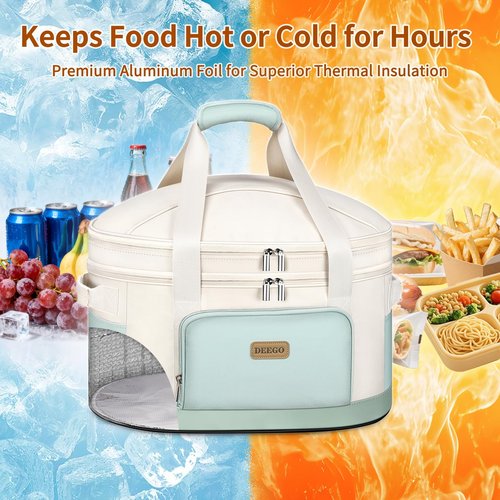 DEEGO Carrying Bag for Crock-Pot 6-8 Quart, 2-Layer Insulated Portable Slow Cooker Travel Bag with Support Pad, Lid Fasten Straps & Easy-Clean Liner, Ideal for Transport, Family Gatherings Potlucks