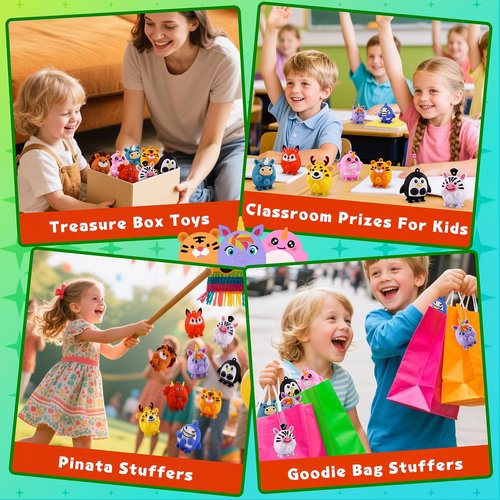 ChildFun 12 PCS Party Favors for Kids, Silicone Animal Pop Fidget Toys with Suction, Birthday Gifts for Boy Girls, Treasure Box Toys, Goodie Bag Stuffers, Prizes for Kids, Pinata Stuffers