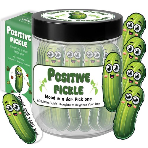 Emotional Support Pickle, Positive Pickle Jar, 60 Positive Daily Affirmations Cards for Women, Birthday Gifts for Coworkers, Easter Basket Stuffers for Teens, Kids, Easter Gifts for Girls, Boys