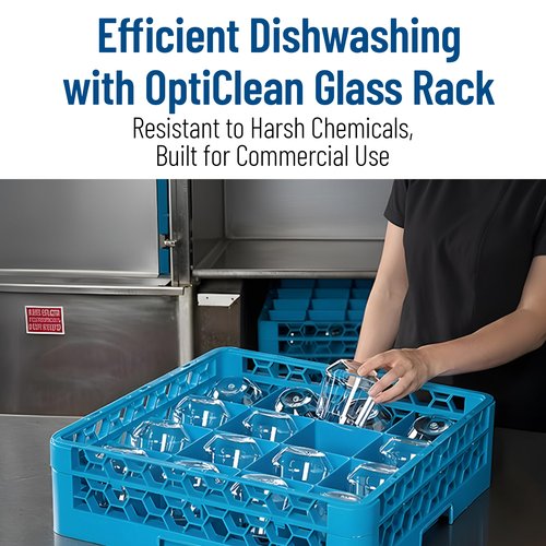 Carlisle FoodService Products RE1614 OptiClean 16 Compartment Divided Glass Rack Extender, 1.78", Blue