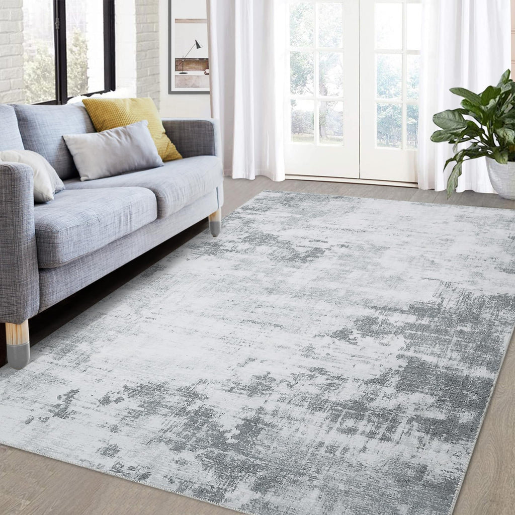 GarveeHome9x12 Area Rugs Washable Rug, Modern Abstract Living Room Rug Soft Anti-Skid Thin Carpet Indoor Floor Non-Shedding Carpets for Bedroom Dining Room Farmhouse Nursery Home