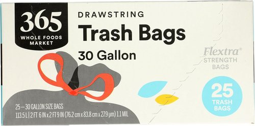 365 by Whole Foods Market - Flextra Strength 30 Gallon Drawstring Trash Bags | 25 Count Pack
