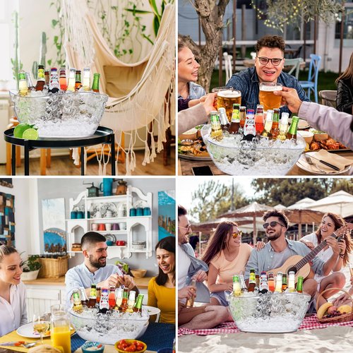 Ice Bucket-3 pcs Acrylic Beverage Tub,Champagne Bucket for Parties, Mimosa Bar Supplies for Beer, Sparkling, Wine, Cocktails