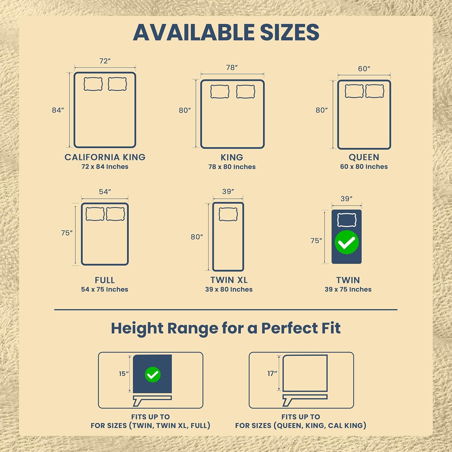 Utopia Bedding Twin Size Mattress Protector - Waterproof Terry Cover with Deep Pockets (Beige)
