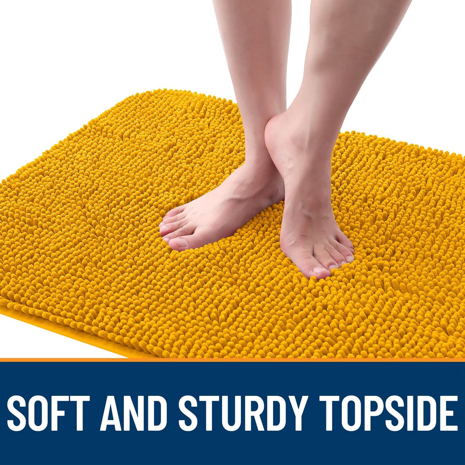 OLANLY Dog Door Mat - Absorbent Non-Slip Washable Doormat for Muddy Paws | 47x24 Golden Yellow