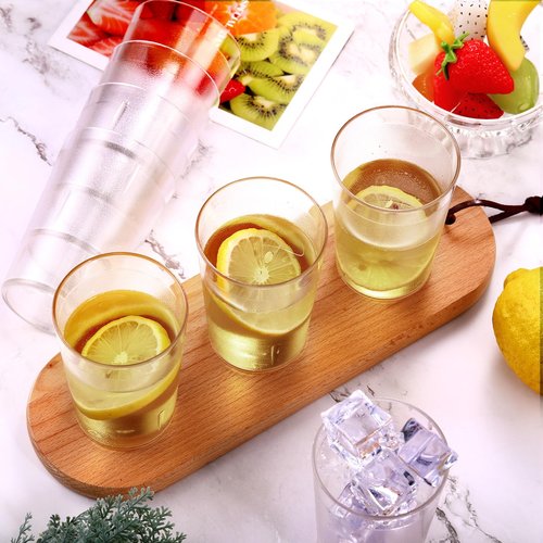 Meanplan 72 Pack Plastic Reusable Drinking Glasses Restaurant Grade 8 oz Plastic Cups Unbreakable Stackable Drink Tumblers Water Cup for Kitchen Cafe Wedding Birthday Party Supplies (Frosted)