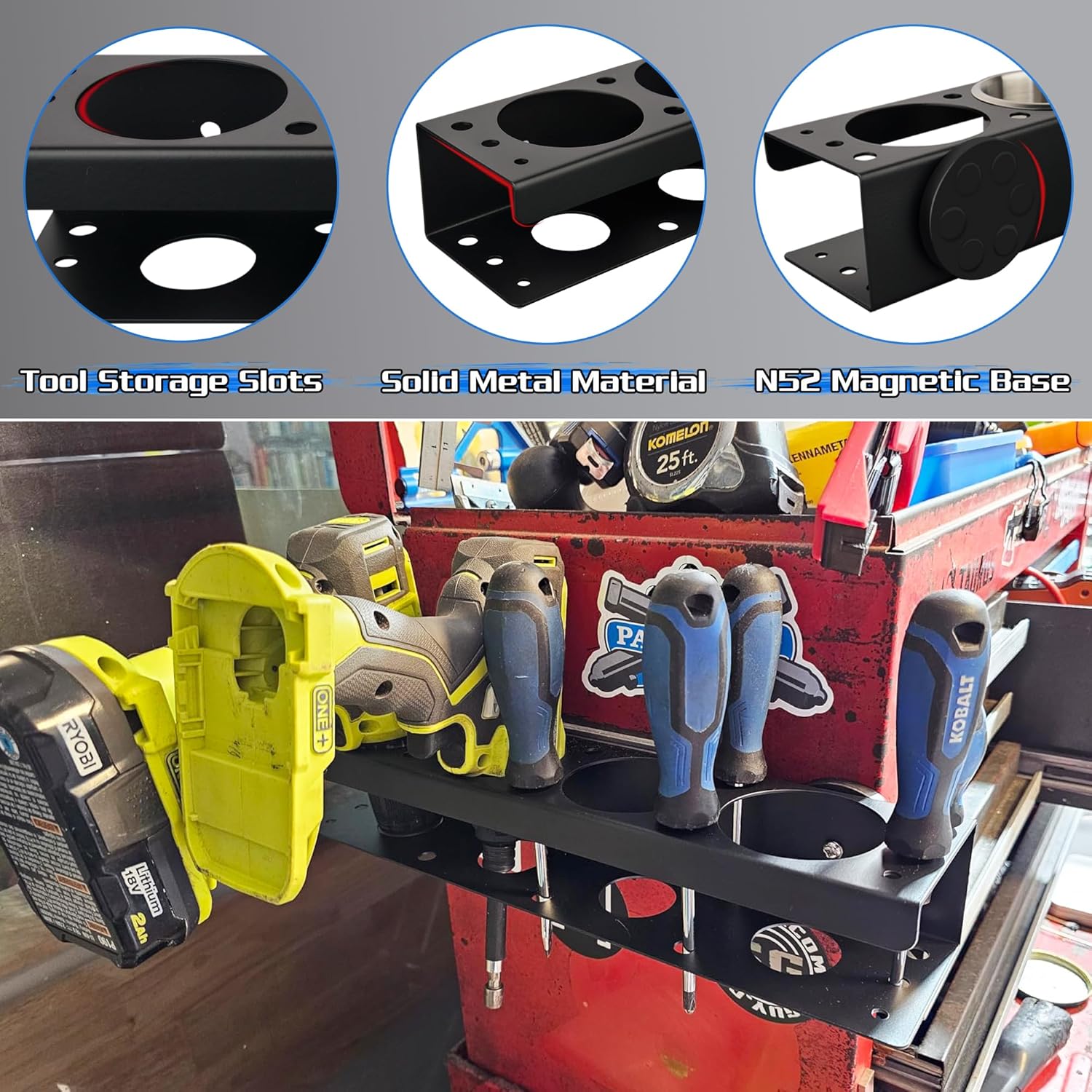 ULIBERMAGNET Magnetic Spray Can Holder - Heavy Duty Tool Organizer Rack for Garage | Wall Mount Metal Design
