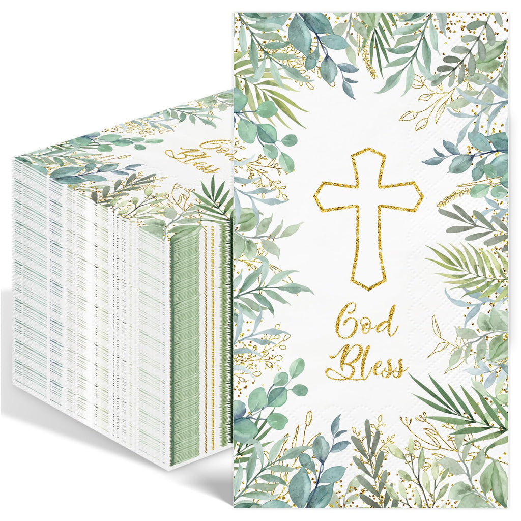 100PCS Greenery Paper Napkins 3 Ply Disposable Hand Towels for Bathroom Green Eucalyptus Leaves Guest Napkins Decorative Dinner Napkins for Wedding Bridal Baby Shower Birthday Spring Party