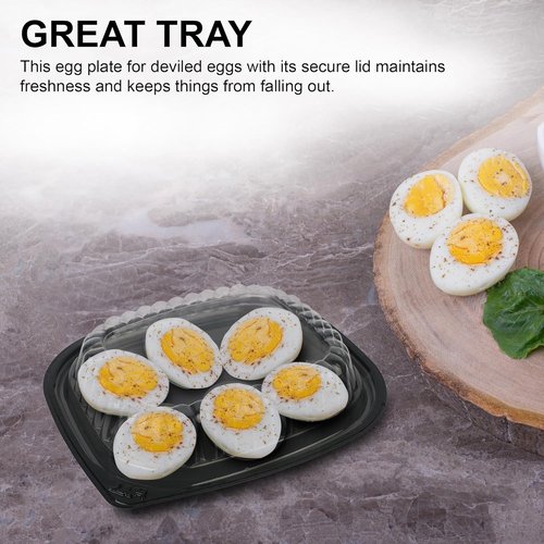 MT Products Clear Deviled Egg Containers - Durable Egg Platter Tray for 6 Eggs | Pack of 12 - Made in the USA