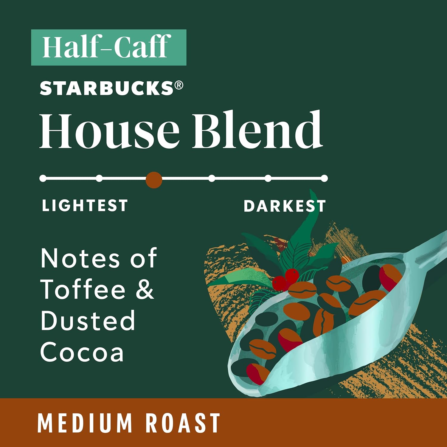 Starbucks K-Cup Coffee Pods - Medium Roast Half-Caff House Blend for Hot or Iced Coffee | 60 Pods