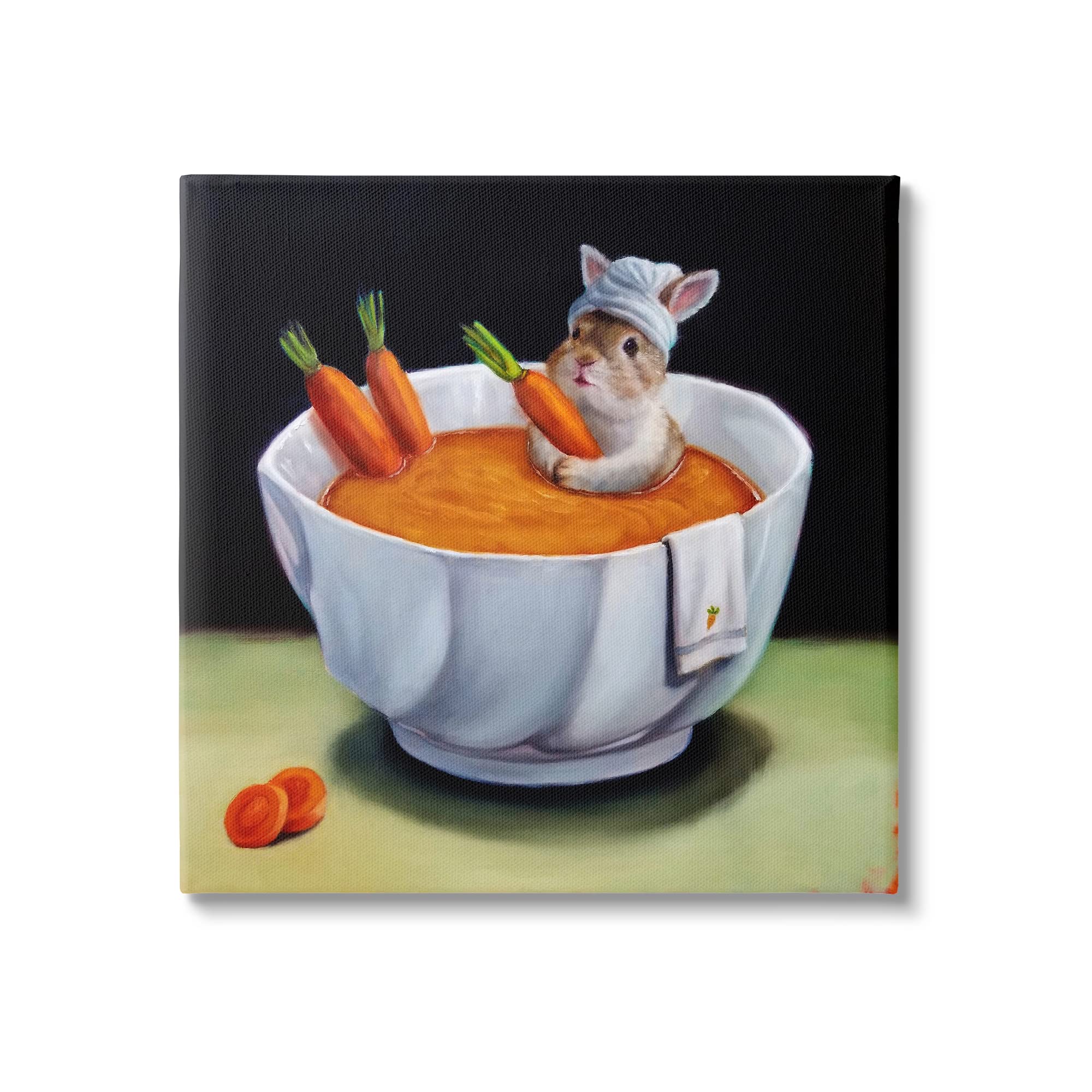 Stupell Industries Bunny Rabbit Carrot Vegetable Soup Bath Animal Portrait Canvas Wall Art, Design by Lucia Heffernan