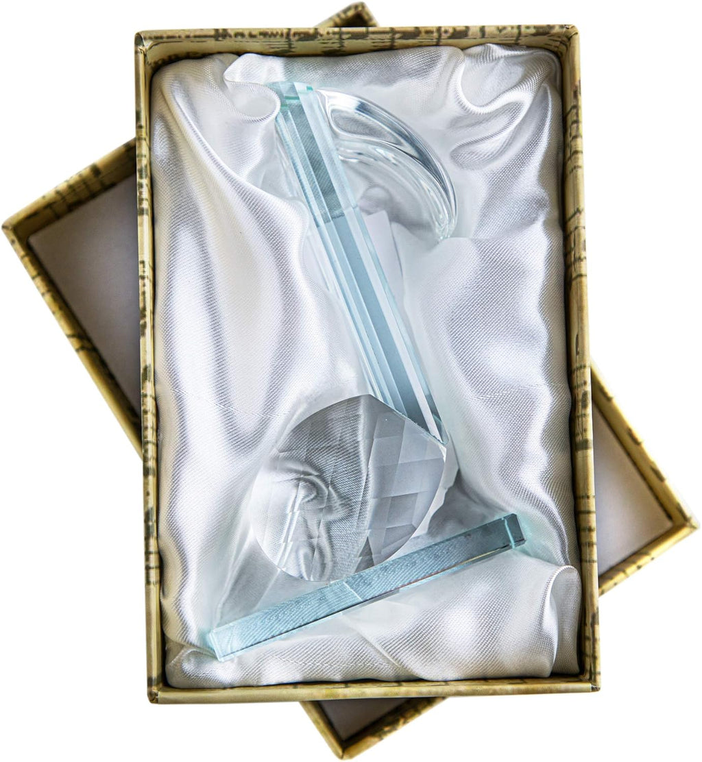 QFkris Crystal Eighth Note Figurine - 5'' Musical Glass Sculpture for Home Decor & Gifts