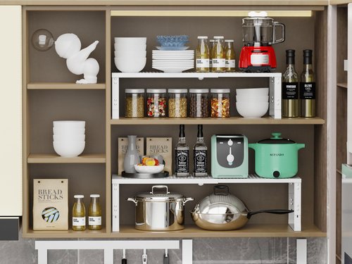Jojocross Adjustable Expanable Stackable Spice Rack Shelf Pantry Storage Organizer for Kitchen Cabinet,Countertop,Bathroom and More.Space is no Longer Limited(2Packs/White/Large)