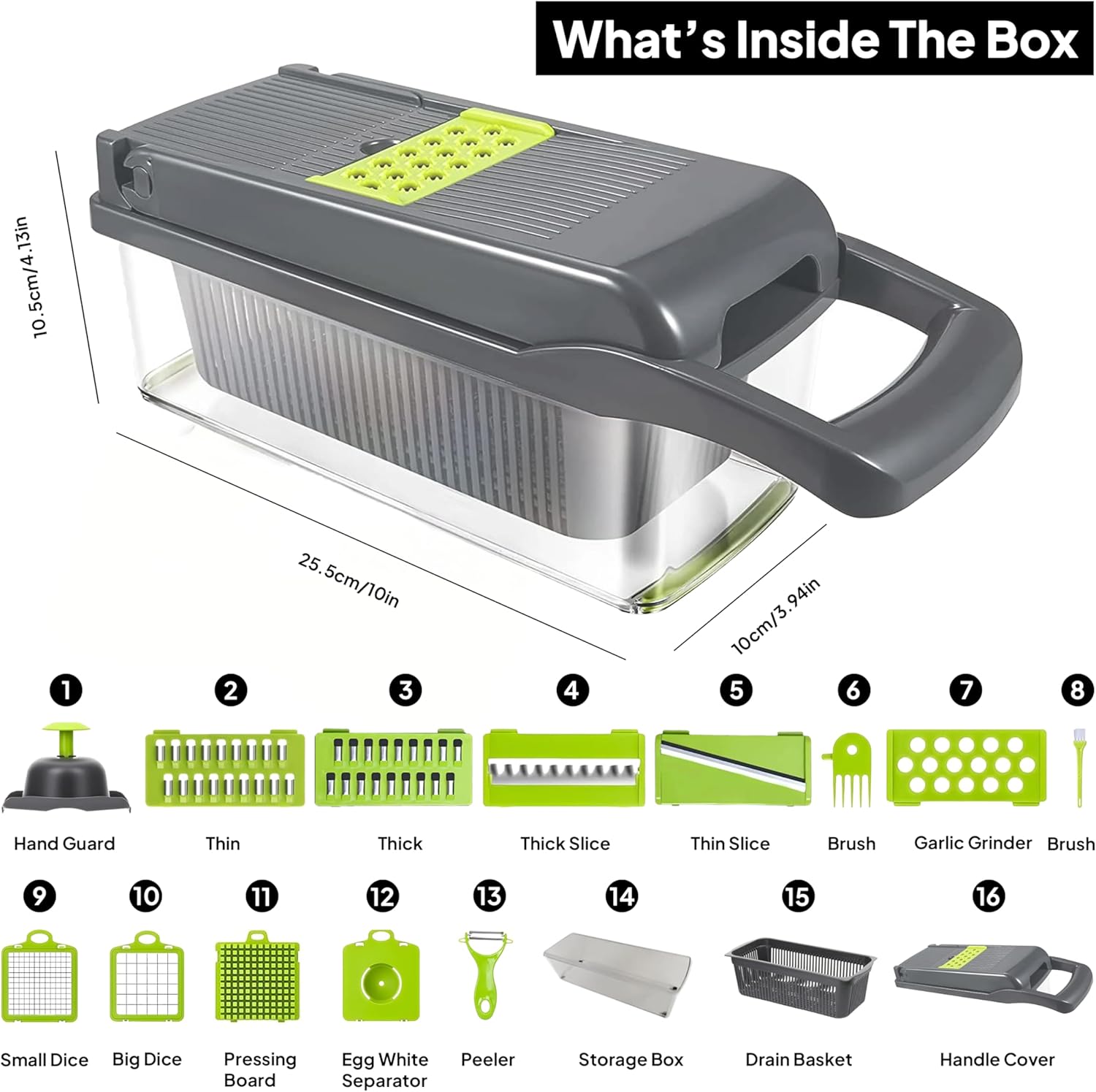 Pro-Series 16-in-1 Vegetable Chopper | Multi-Blade Food Cutter with Container & Mandoline Slicer