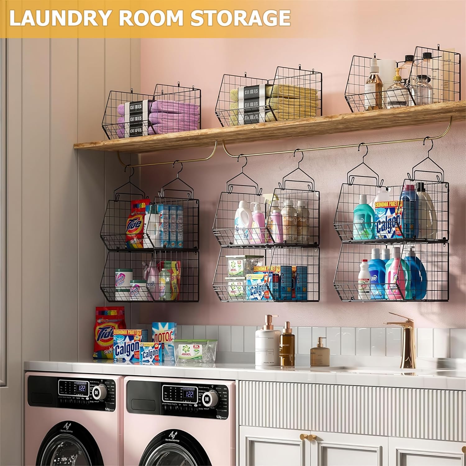 X-cosrack 7-Tier Foldable Closet Organizer - Wire Shelving with Hooks for Clothes & Accessories