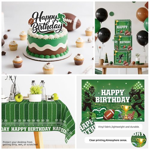 cocomigo 245 Pcs Football Birthday Party Decorations Birthday Banner, Balloons Arch, Plates and Napkins Set Tablecloth Backdrop for Football Party Decorations