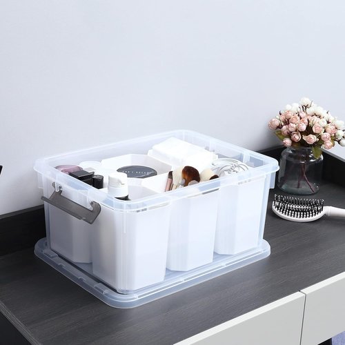 Citylife 17 QT Clear Plastic Storage Bins - Stackable Multipurpose Containers for Organizing Tools, Crafts & More