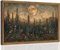 Vintage Nature Forest Wall Art - Dark Moon Landscape Painting | 3D Textured Framed Artwork 12x16