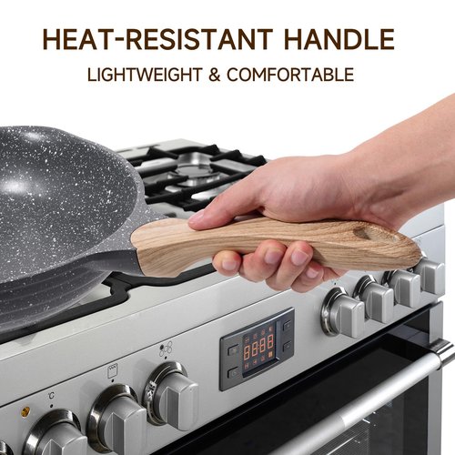 JEETEE Nonstick Frying Pans Set, Skillets Set 2 Pcs, 8" 10" Granite Non-Stick Frying pan, Nonstick Omelette Skillet with Soft Touch Handle, Grey