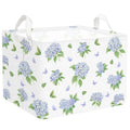 FYSUIMU Blue Floral Nursery Basket Spring Hydrangea Flower Collapsible Storage Box Waterproof Canvas Storage Bin with Handle Girly Gift Toy Box Bin for Baby Shower Bedroom Home Decor