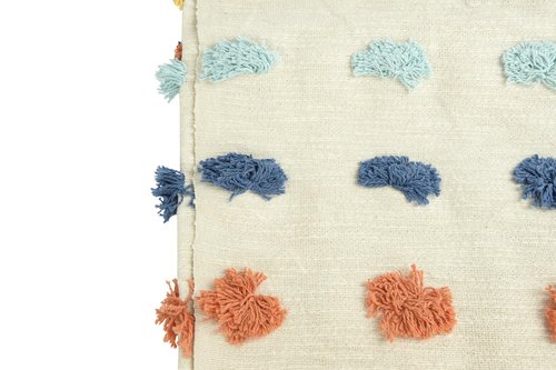Creative Co-Op Soft Woven Cotton Throw with Tufted Dots and Tassels, Multicolor