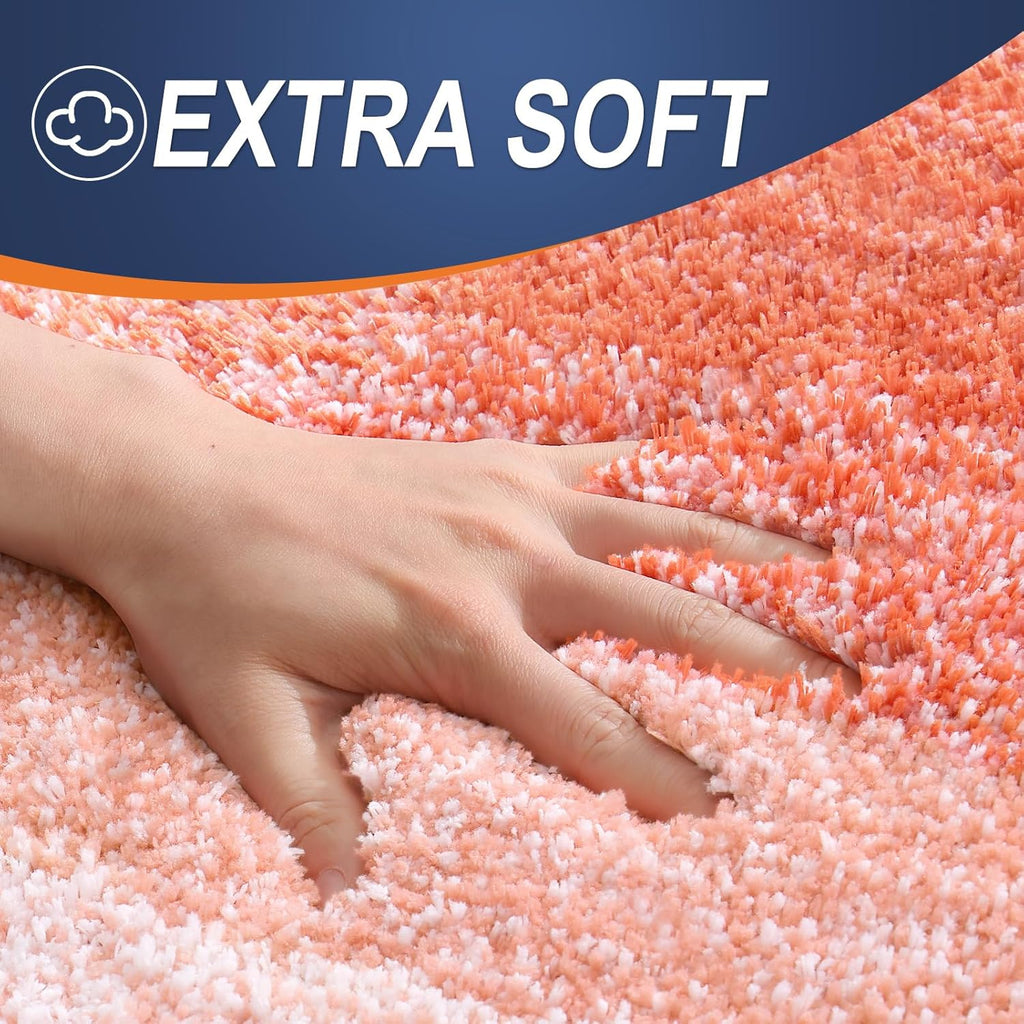 OLANLY Bath Rugs Mat - Extra Soft Microfiber, Quick Dry & Machine Washable | 24x16 Coral Design