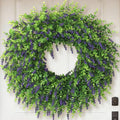 Artificial Lavender & Eucalyptus Wreath - 26" UV Resistant Faux Greenery for Front Door & Outdoor Decor