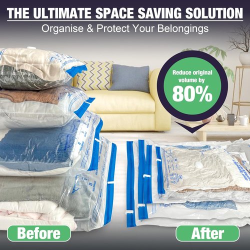 HIBAG Jumbo Vacuum Seal Bags - 15 Pack for Clothes, Comforters & Bedding Storage Solutions