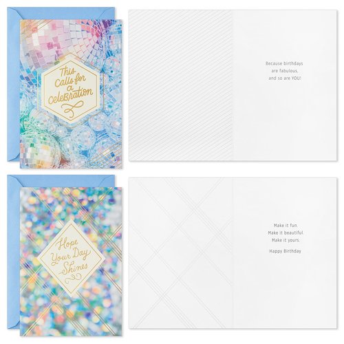 Hallmark Birthday Cards Assortment, Disco Party (16 Cards with Envelopes)