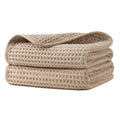 Microfiber Waffle Hand Towels, 2 Pieces, Soft, Absorbent, Fast Drying, Lint Free 430 GSM (Beige)