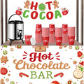 Sliner 103 Pcs Hot Chocolate Stand Bar Supplies Kit Include 1.3 Gallon Hot Cocoa Drink Dispenser, Banner Sign, Tablecloth, 100 Disposable Paper Cups with Lids for Christmas Winter Party(Multicolor)