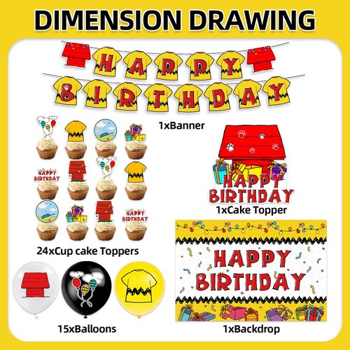 42Pcs Cartoon Dog Red House Birthday Party Supplies Puppy Baby Shower Decorations Disposable Birthday Banner, Cake Toppers, Balloons Cute Dog Anime Theme Red House Party Decorations