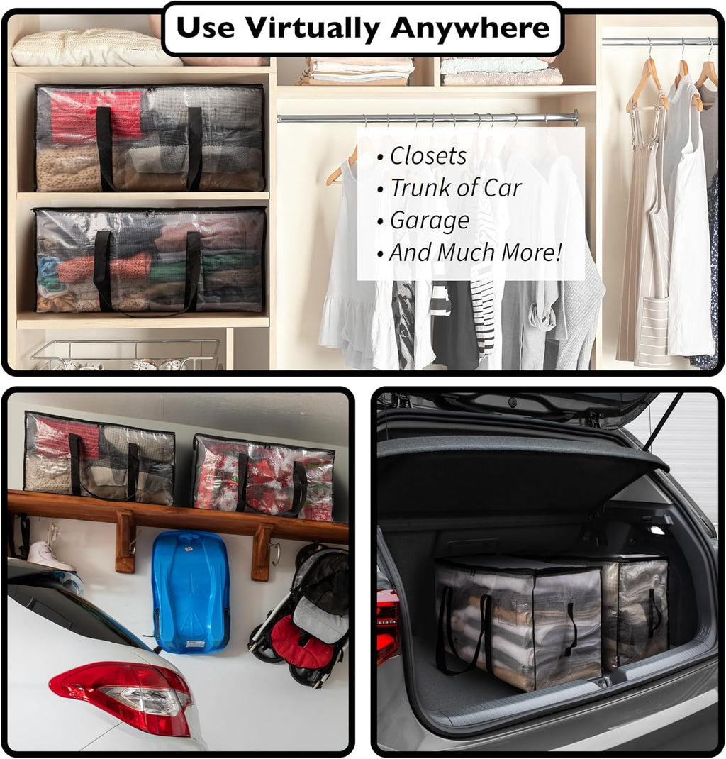ClearSpace Oversized Moving Bags - Heavy-Duty Storage Bags with Backpack Straps & Zippers | 8 Pack for Easy Moving & Organization