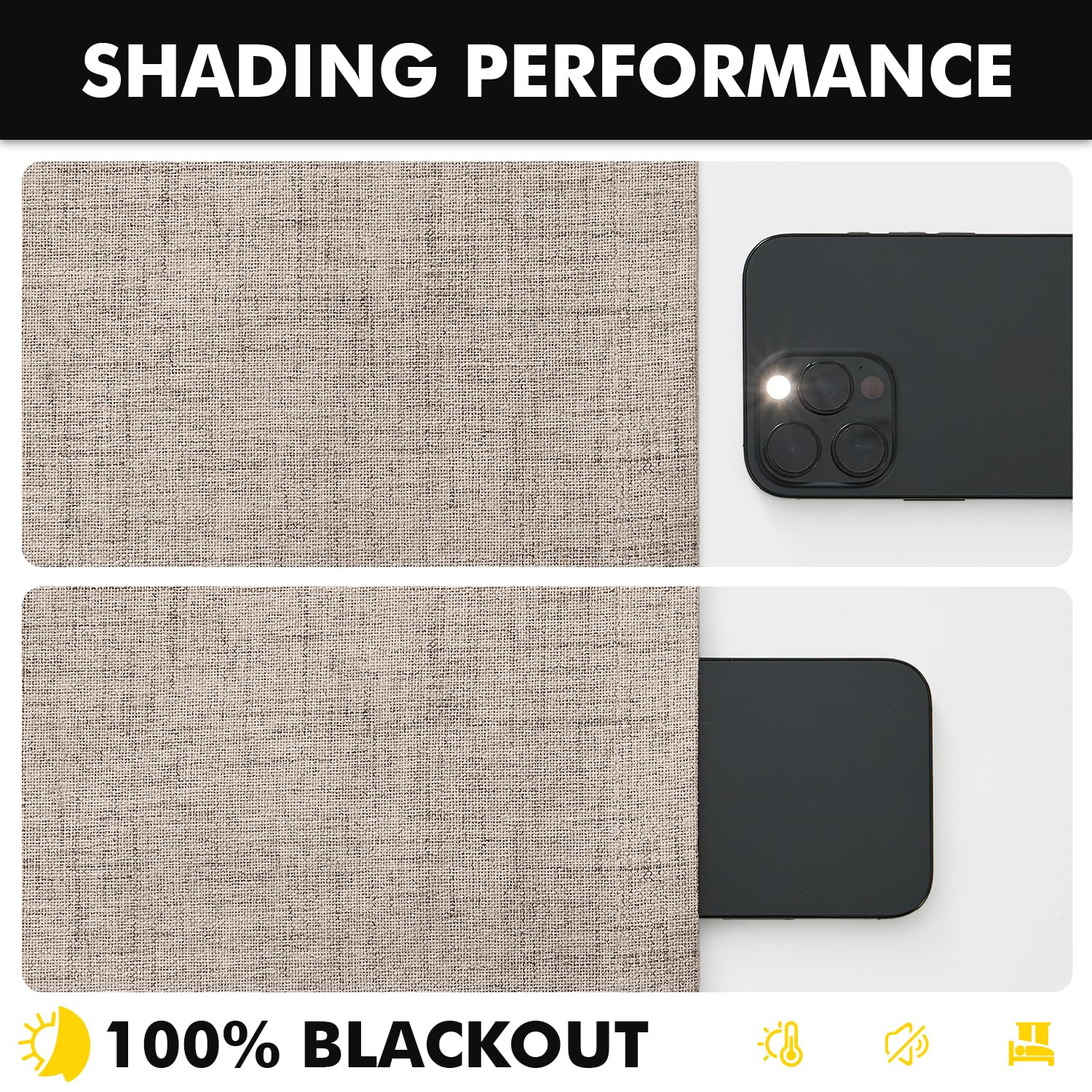 MIULEE 100% Blackout Linen Curtains for Bedroom, Beige Solid Luxury Decor Thermal Insulation Room Darkening Drapes for Living Room Back Tab Rod Pocket 42 x 96 Inches, 2 Panels