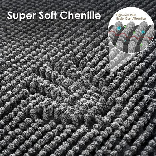 EHEYCIGA Super Absorbent Dog Door Mat - Quick Dry Chenille, Non-Slip, 30x20 Inch, Grey