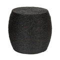 Creative Co-Op Round Handwoven Corn Rope Barrel Side Table, Black