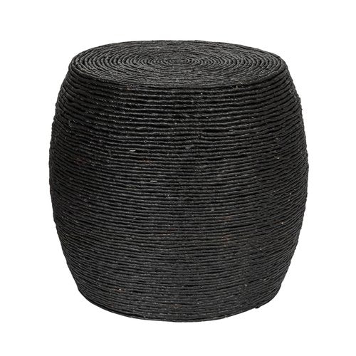 Creative Co-Op Round Handwoven Corn Rope Barrel Side Table, Black