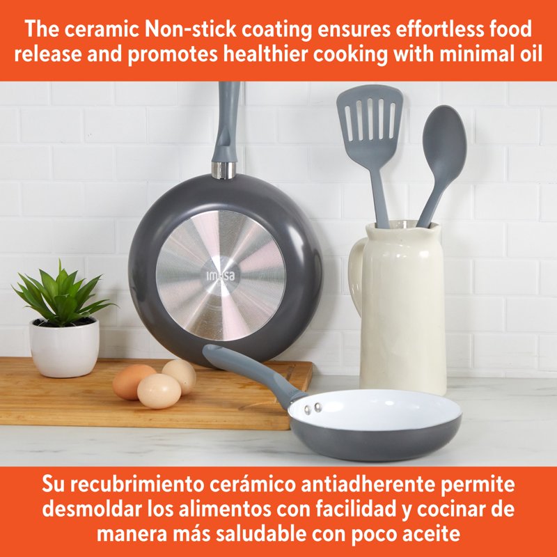 Nonstick Ceramic Cookware Set - 4-Piece Aluminum Frying Pans