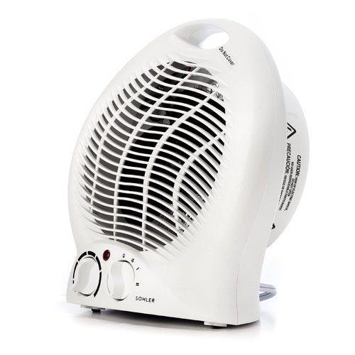Sohler Portable Electric 1500W Fan Heater with Adjustable Thermostat, Overheat and Tip-Over Protection, ETL Certified, Ideal for Home & Office, White