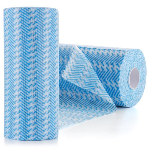 Peachicha Disposable Cleaning Rolls Reusable Cleaning Cloths Dry Kitchen Towels Dish Cloths Handi Wipes 2 Roll, Total 200 Pcs, Blue